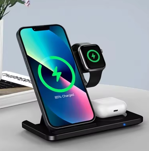 Carregador 3 em 1 para iPhone, Apple Watch e AirPods dobrável