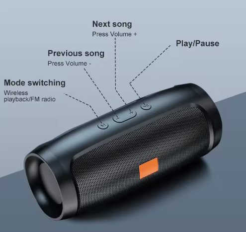 Caixinha de som Bluetooth Subwoofer sem fio portátil USB - Imagem 3