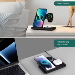 Carregador 3 em 1 para iPhone, Apple Watch e AirPods dobrável