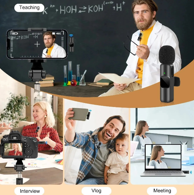 Microfone Lavalier sem fio portátil para gravação de áudio e vídeo - Imagem 5