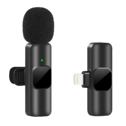 Microfone Lavalier sem fio portátil para gravação de áudio e vídeo